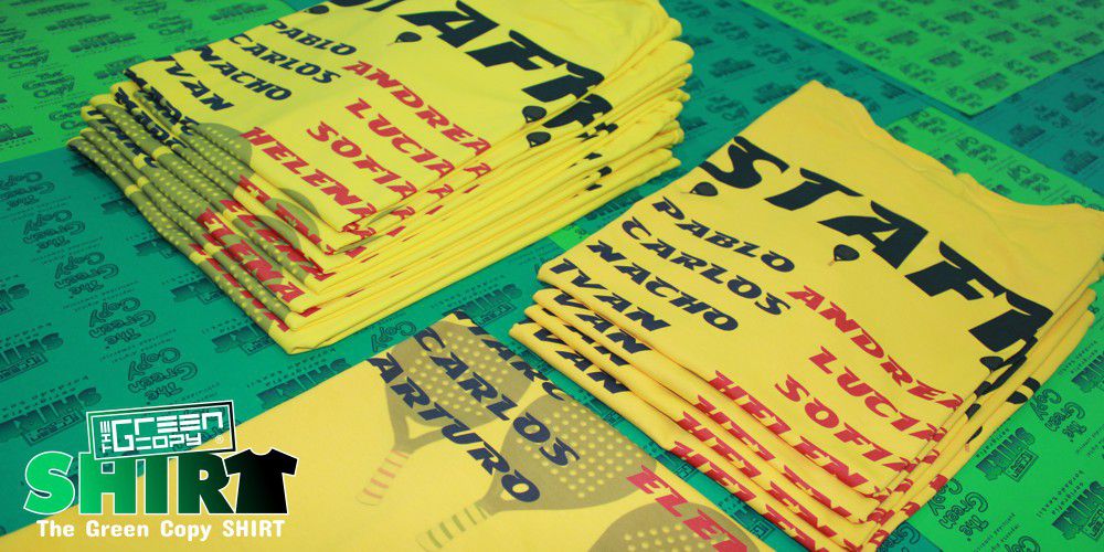 The Green Copy impresión de camisetas para campeonatos torneos padel staff Serigrafía imprimir Villanueva de la Cañada MADRID